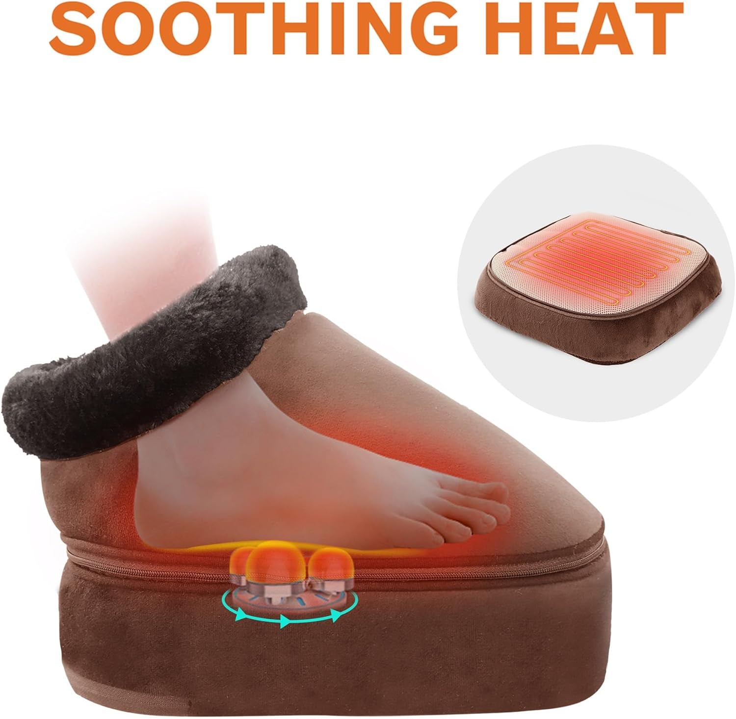Shiatsu Foot Massager with Heat,Heated Feet Massager and Back Massager,Foot Warmer,Gifts for Men,Women,Feet Warmers Massager for Back Leg Foot,Washable Cover