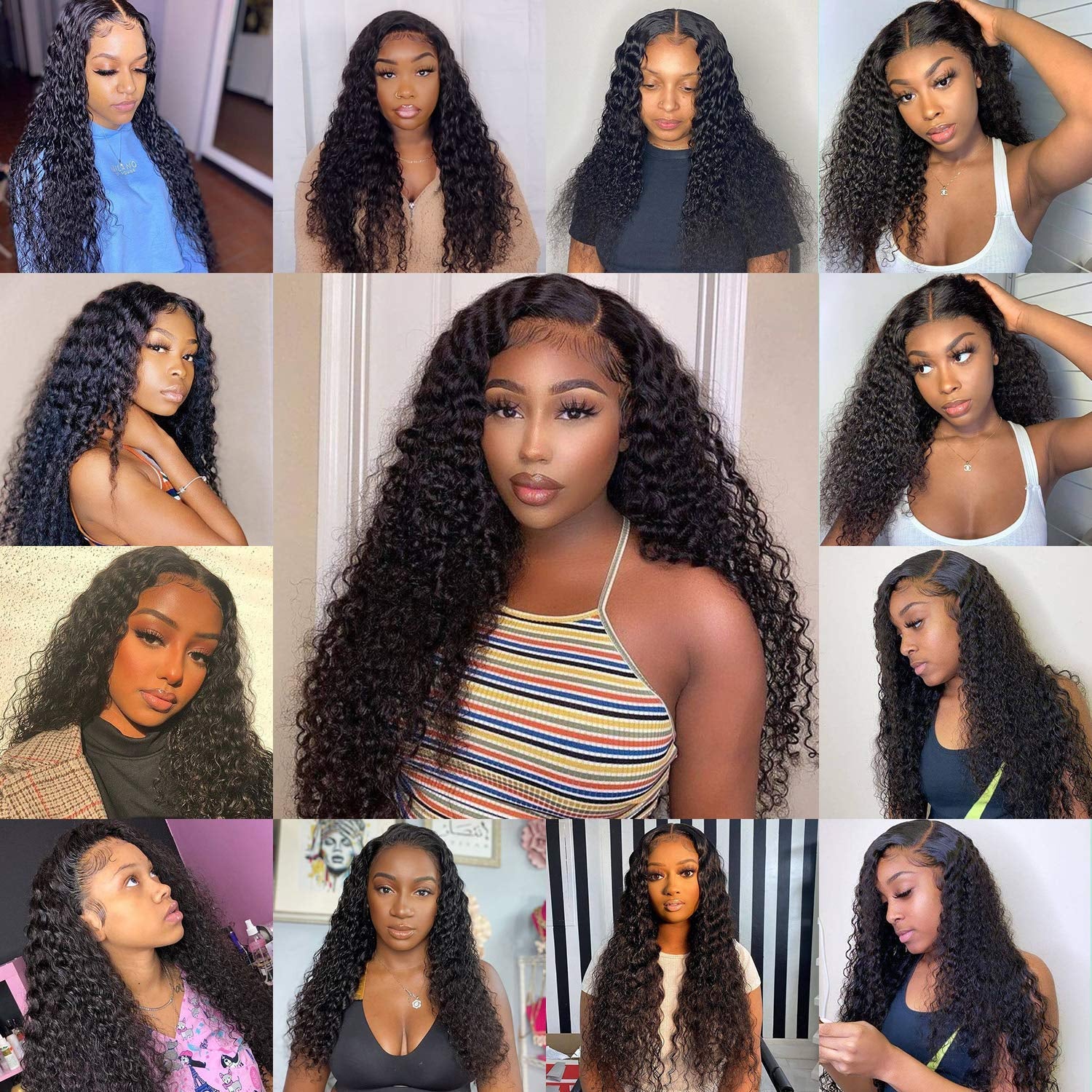 VSHOW Hair Lace Front Pre-Plucked Wigs Human Hair Indian Deep Wave Wet and Wavy Virgin Hair 130% Density 18 Inches for Black Women